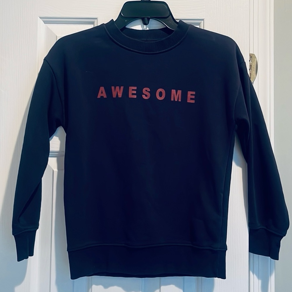 ZARA Kids Collection Dark Navy Sweatshirt with ‘Awesome’ Graphic